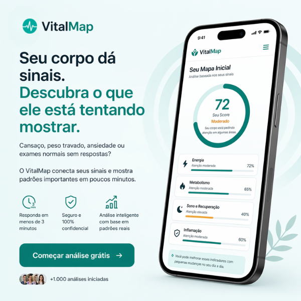 VitalMap — prévia do mapa inicial com score e áreas do corpo